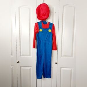 2pc Mario Costume jumpsuit & hat size‎ Small 4-6 Halloween Nintendo